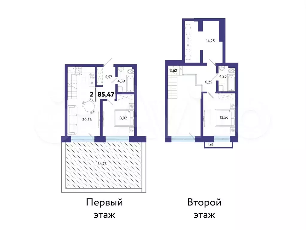 2-к. квартира, 85,5 м, 1/7 эт. - Фото 1