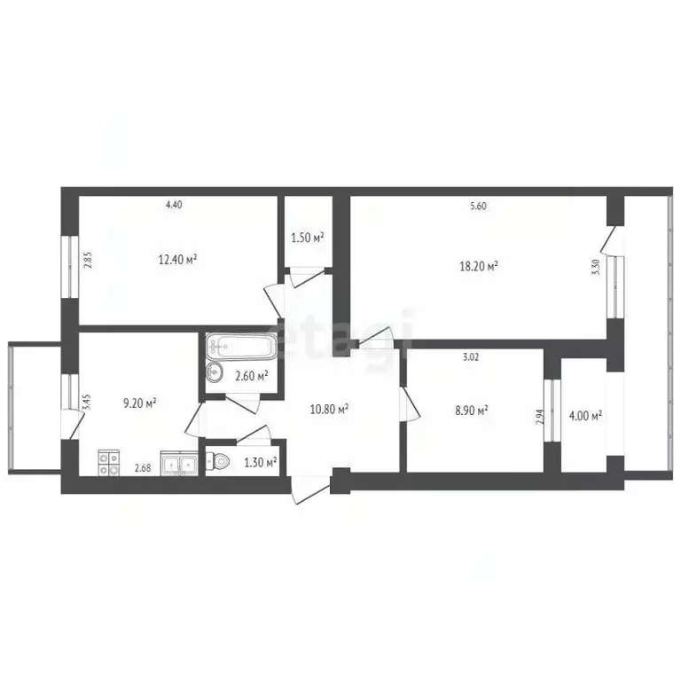 3-к кв. Севастополь ул. Генерала Мельника, 3 (73.0 м) - Фото 2