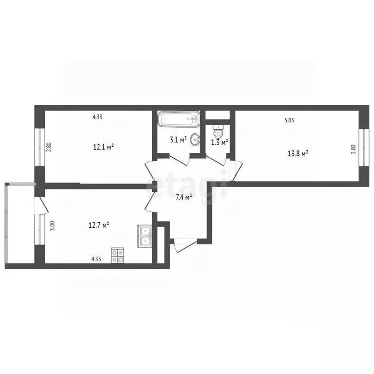 2-к кв. Краснодарский край, Краснодар ул. Имени Героя Ростовского, 8к3 ... - Фото 1