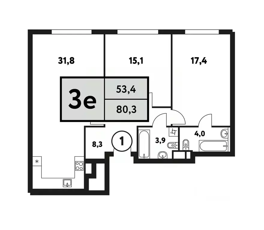 3-к кв. Москва Фестивальная ул., 15к5 (80.3 м) - Фото 0