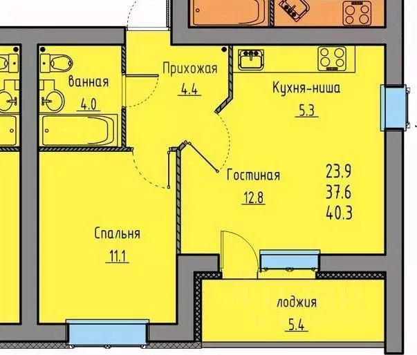 1-к кв. Кировская область, Киров ул. Молодой Гвардии, 102 (43.0 м) - Фото 2