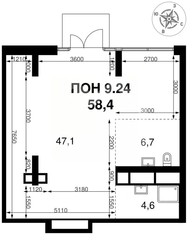 Торговая площадь в Москва 1-й Измайловский жилой комплекс, к5 (58 м) - Фото 2