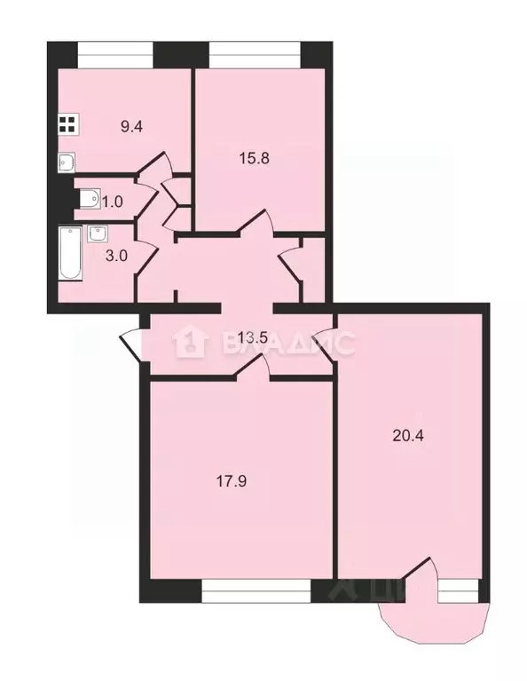 Комната Санкт-Петербург ул. Решетникова, 13 (17.9 м) - Фото 1