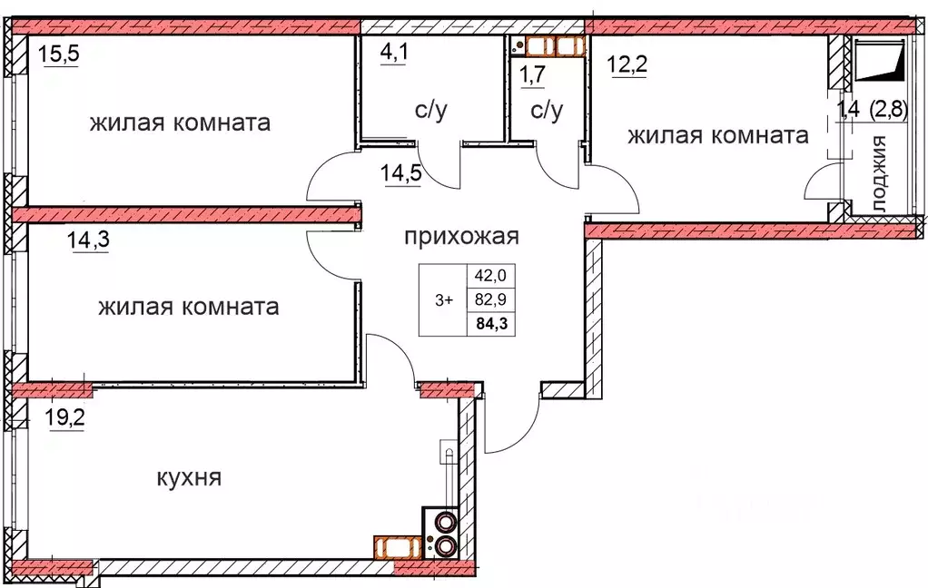 3-к кв. Нижегородская область, Дзержинск Комсомольский мкр,  (82.9 м) - Фото 0