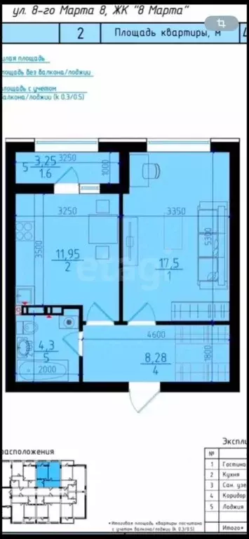 1-к кв. Северная Осетия, Владикавказ ул. 8 Марта, 15 (44.0 м) - Фото 1
