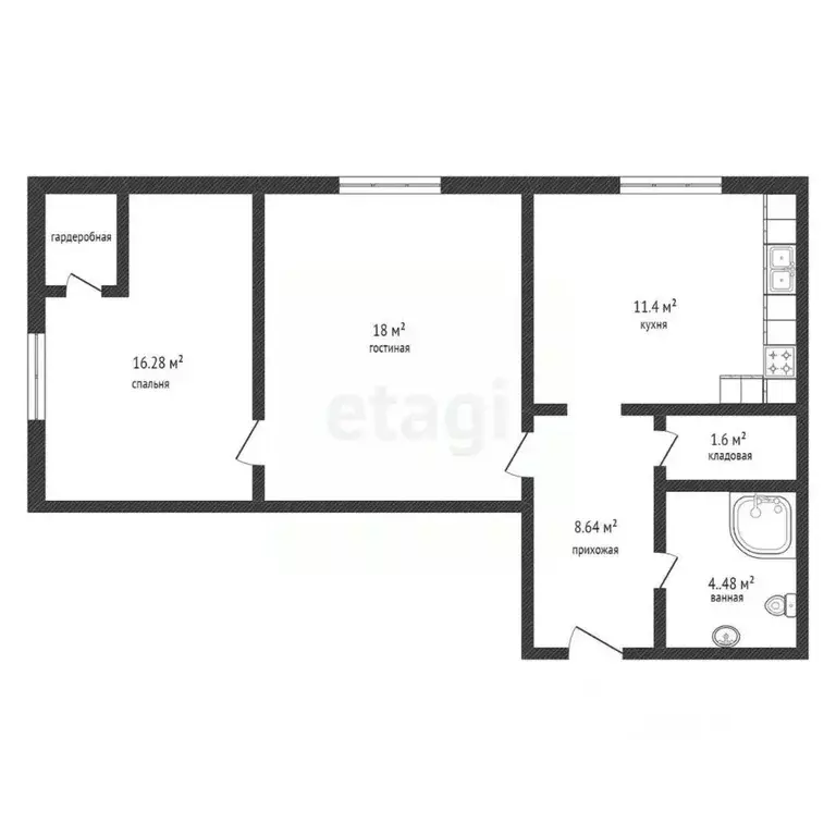 2-к кв. Дагестан, Махачкала ул. Магарамкентская, 15 (62.0 м) - Фото 1