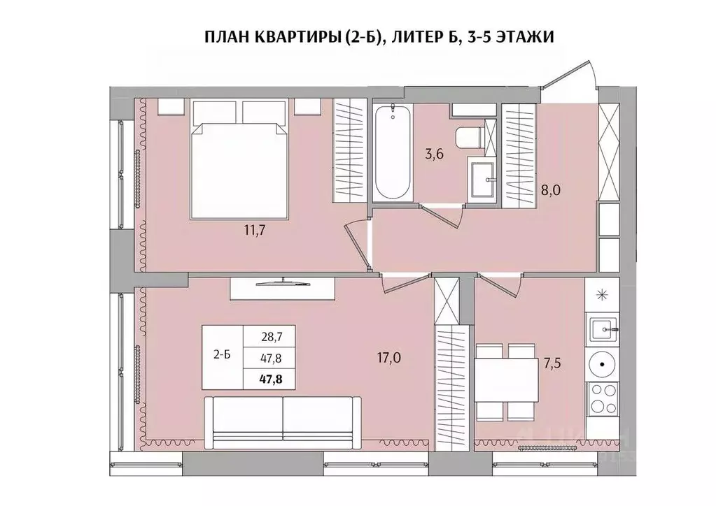 2-к кв. Нижегородская область, Нижний Новгород Якорная ул. (47.8 м) - Фото 0