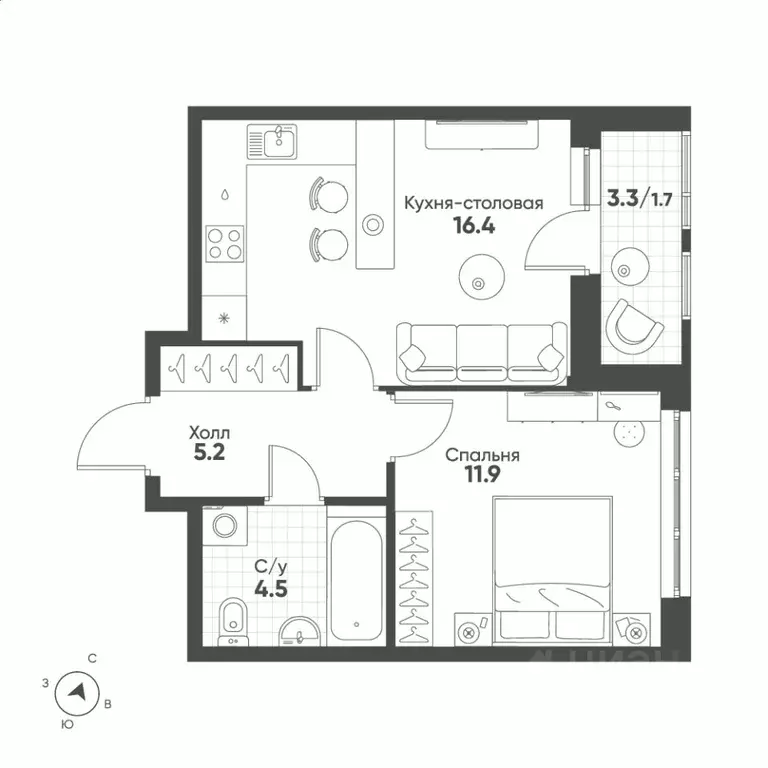 1-к кв. Свердловская область, Екатеринбург Солнечный жилрайон,  (39.7 ... - Фото 0