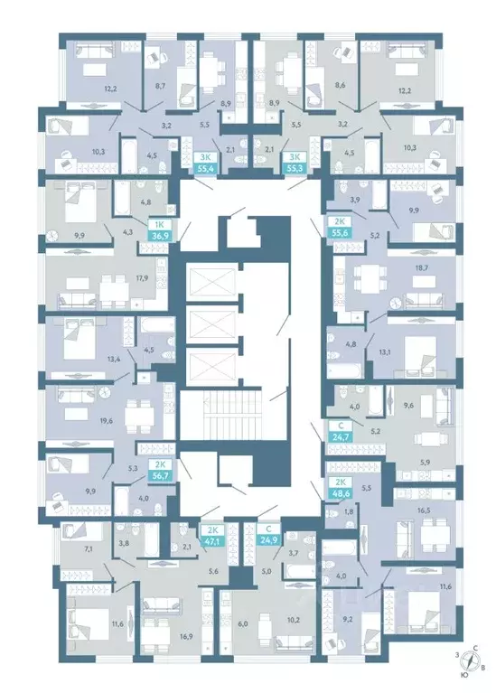 Студия Тюменская область, Тюмень Айрис жилой комплекс (24.9 м) - Фото 2