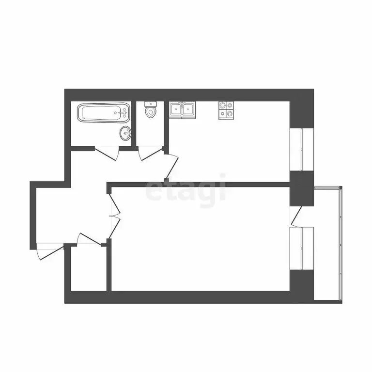 1-комнатная квартира: Томск, Сибирская улица, 115 (42.4 м) - Фото 1