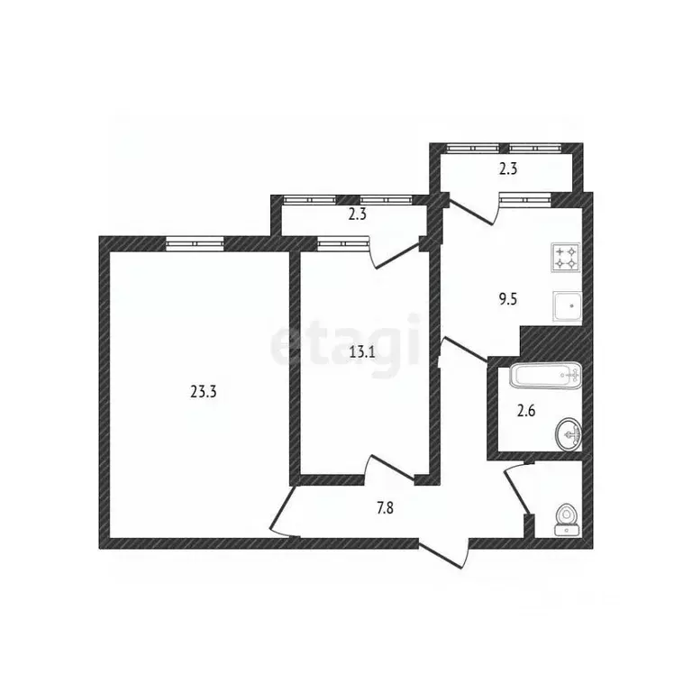 2-к кв. Вологодская область, Вологда ул. Гагарина, 82А (54.0 м) - Фото 1