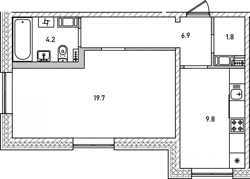 1-к кв. Новгородская область, Великий Новгород 6-й кв-л,  (42.3 м) - Фото 1