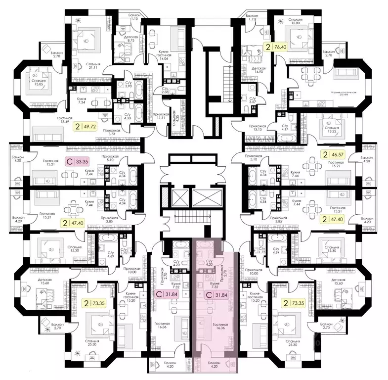 Студия Тверская область, Тверь Урбан Парк жилой комплекс (31.84 м) - Фото 1