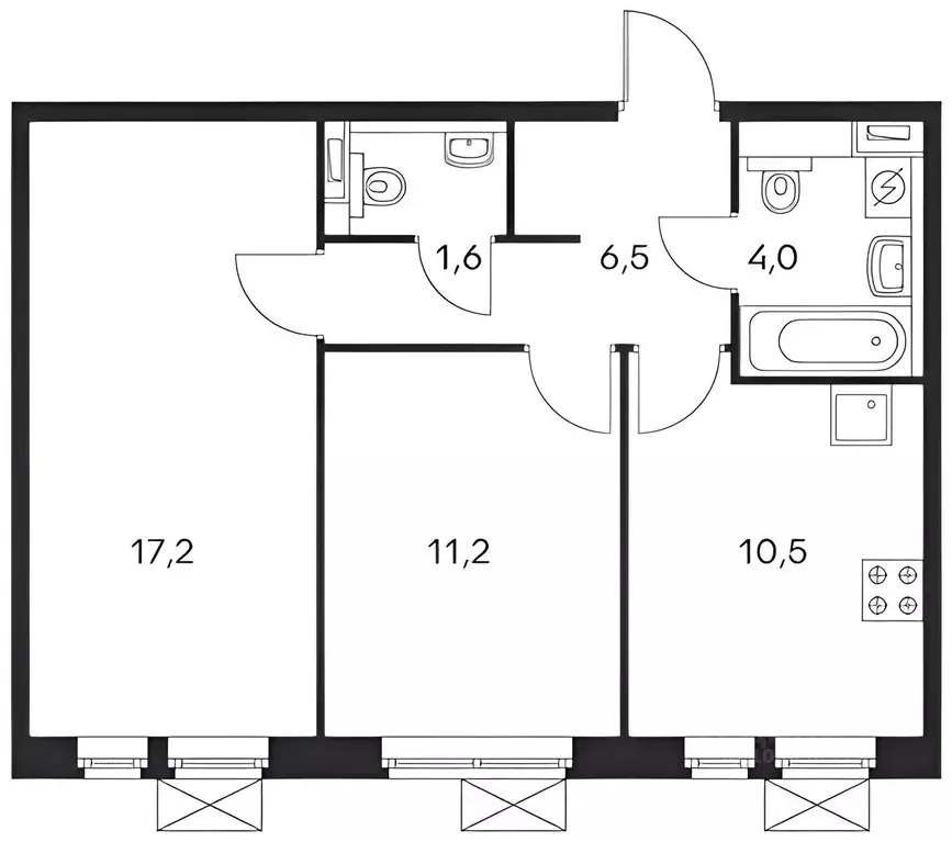 2-к кв. Московская область, Люберцы ул. Летчика Ларюшина, 6к1 (52.1 м) - Фото 2