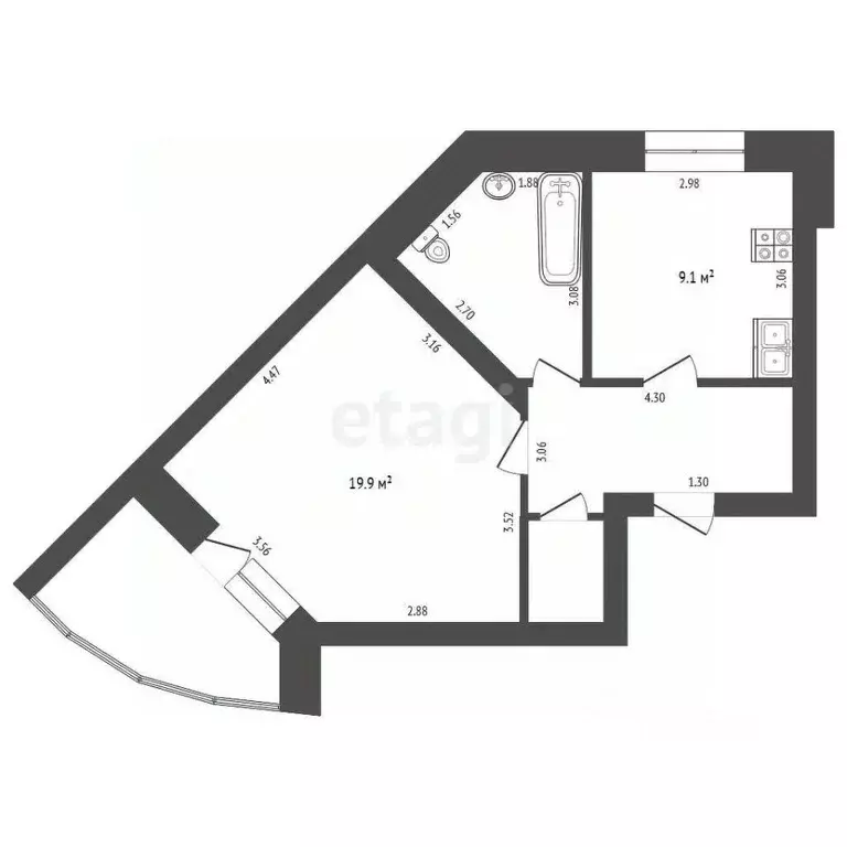 1-к кв. Кемеровская область, Кемерово Стахановская ул., 8А (45.0 м) - Фото 1