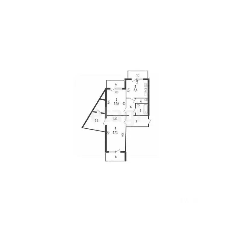 2-к кв. Белгородская область, Белгород ул. Есенина, 44 (58.0 м) - Фото 1
