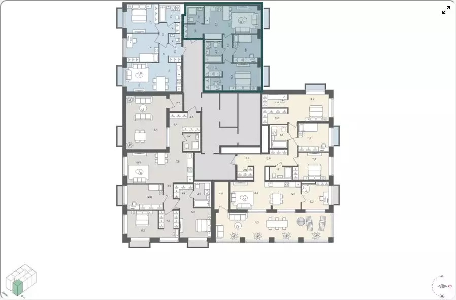 3-комнатная квартира: село Перхушково, микрорайон Равновесие (62.6 м) - Фото 2