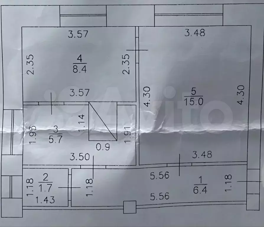 2-к. квартира, 37,2 м, 1/2 эт. - Фото 0