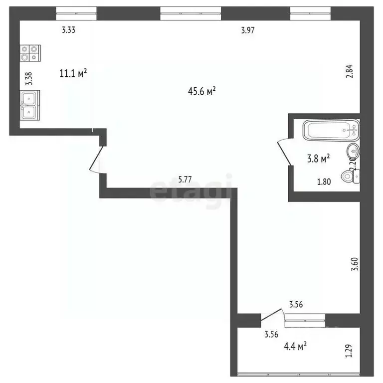2-к кв. Башкортостан, Стерлитамак ул. Худайбердина, 10 (60.5 м) - Фото 1