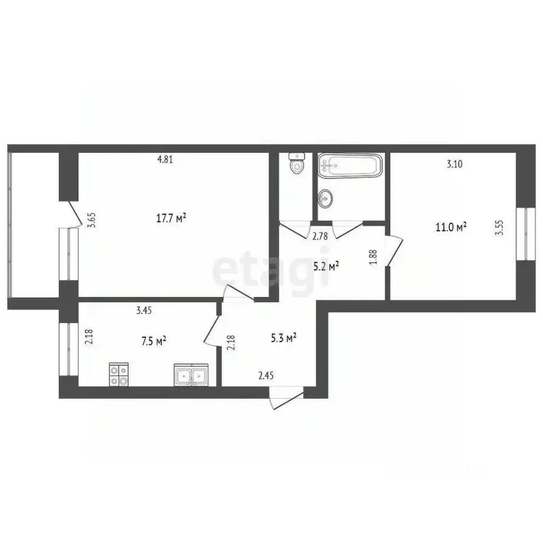 2-к кв. Тюменская область, Тюмень ул. Щербакова, 86 (51.0 м) - Фото 0