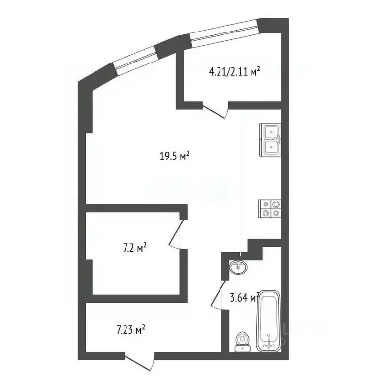 2-к кв. Ростовская область, Ростов-на-Дону Привокзальная ул., 3/1 ... - Фото 2