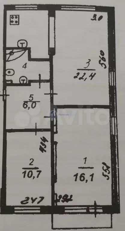 2-к. квартира, 59,7 м, 5/5 эт. - Фото 0