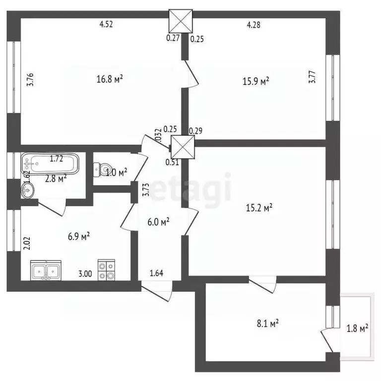 4-к кв. Самарская область, Самара ул. Урицкого, 4 (72.0 м) - Фото 1