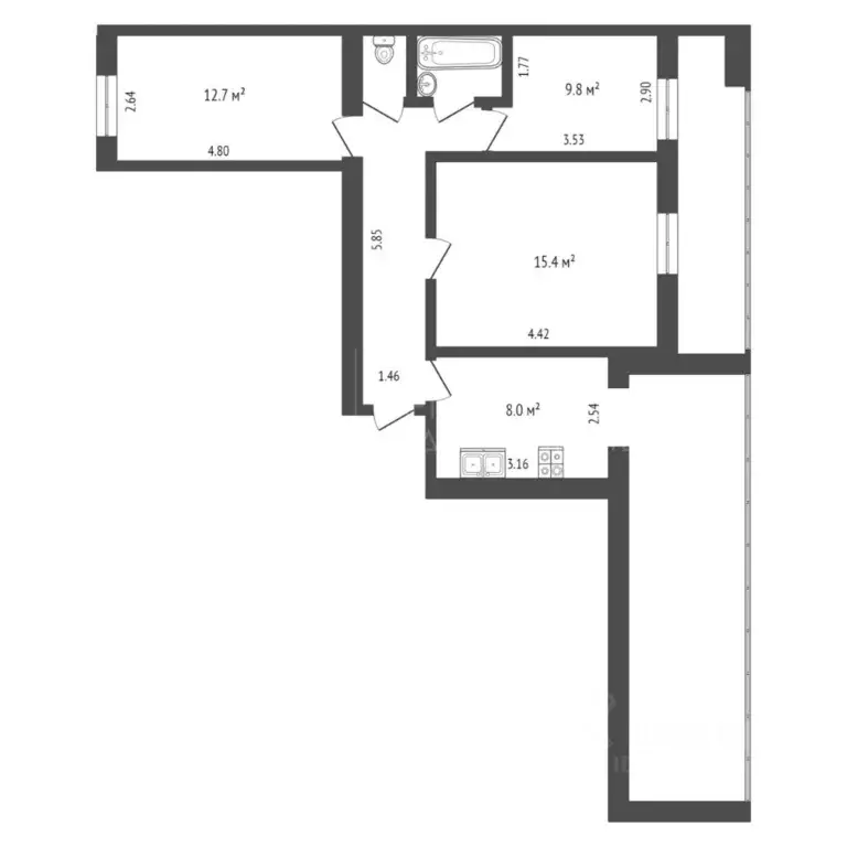 4-к кв. Тюменская область, Тюмень Депутатская ул., 129 (80.0 м) - Фото 1