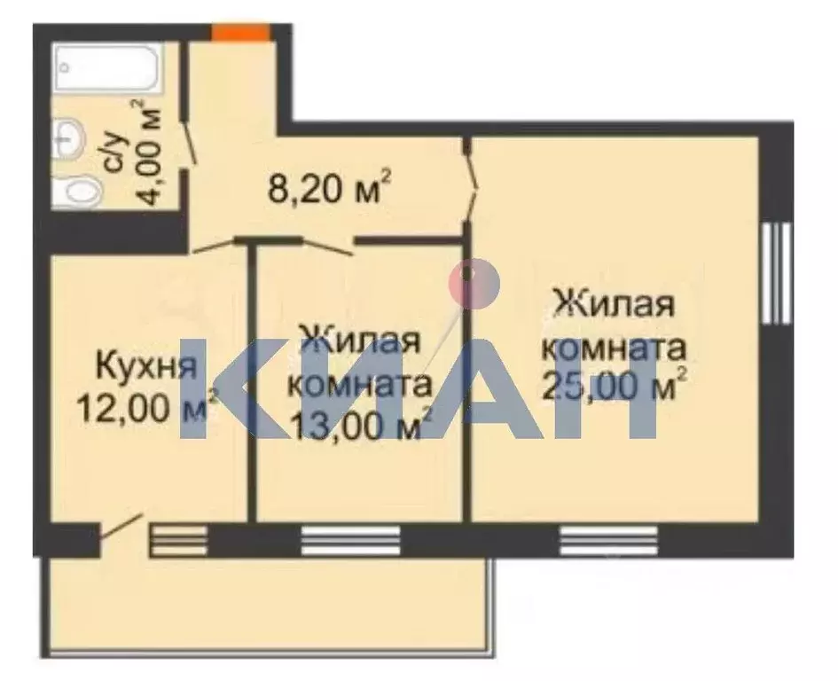 2-к кв. Красноярский край, Красноярск Караульная ул., 39В (61.3 м) - Фото 1