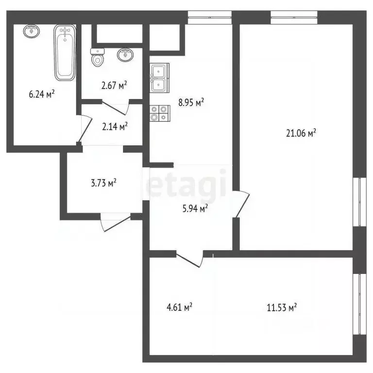 2-к кв. Ханты-Мансийский АО, Сургут ул. 30 лет Победы, 40 (67.79 м) - Фото 1