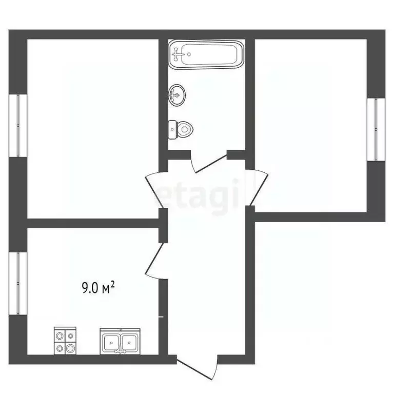 2-к кв. Московская область, Воскресенск городской округ, с. Невское 62 ... - Фото 2