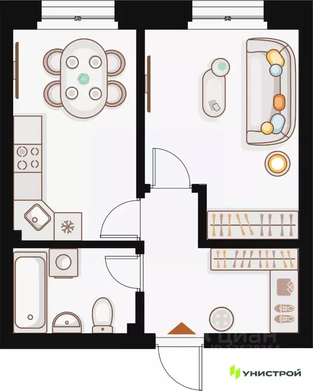 1-к кв. Татарстан, Казань Ку на Кулагина жилой комплекс (35.53 м) - Фото 1