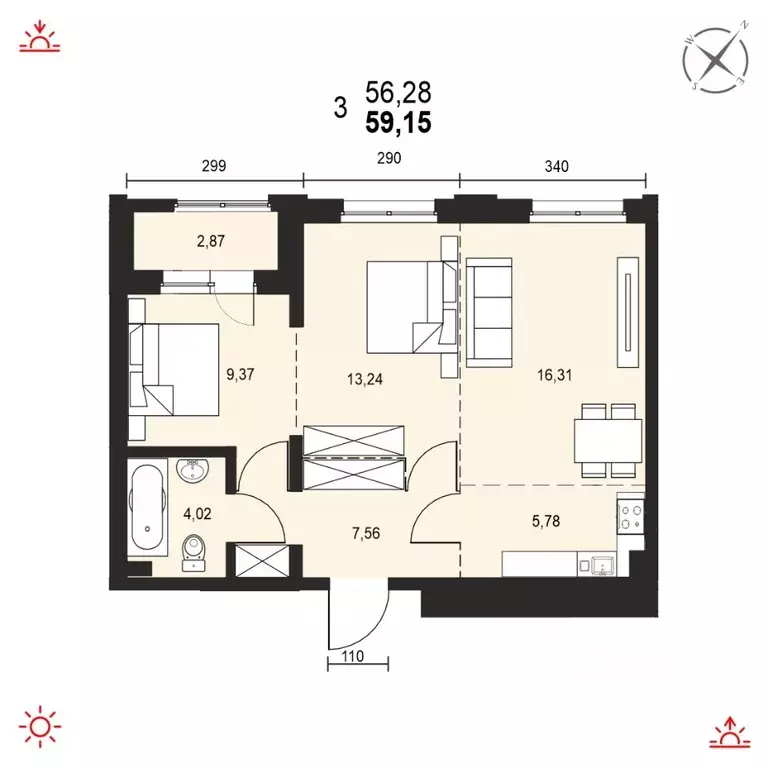3-к кв. Иркутская область, Иркутск ул. Березовая Роща, 13Б (59.15 м) - Фото 0