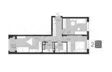 2-к. квартира, 58,3 м, 5/9 эт. - Фото 1