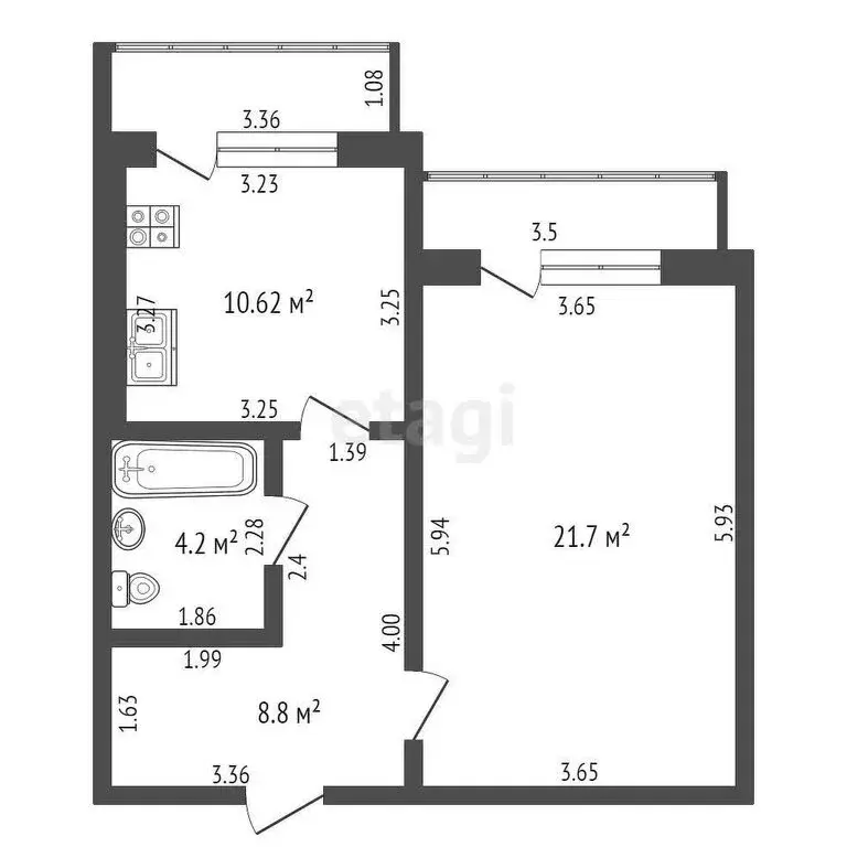 1-комнатная квартира: Тамбов, улица Карла Маркса, 175к3 (45.3 м) - Фото 0