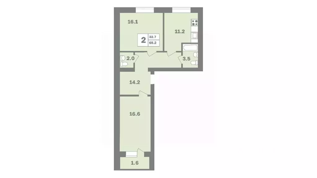 2-к кв. Башкортостан, Уфа Дагестанская ул., лит13 (65.2 м) - Фото 0
