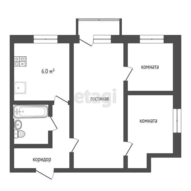 3-комнатная квартира: Омск, 21-я Амурская улица, 3 (55 м) - Фото 0
