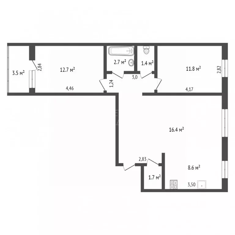 3-к кв. Тюменская область, Тюмень ул. Стартовая, 5 (65.0 м) - Фото 1