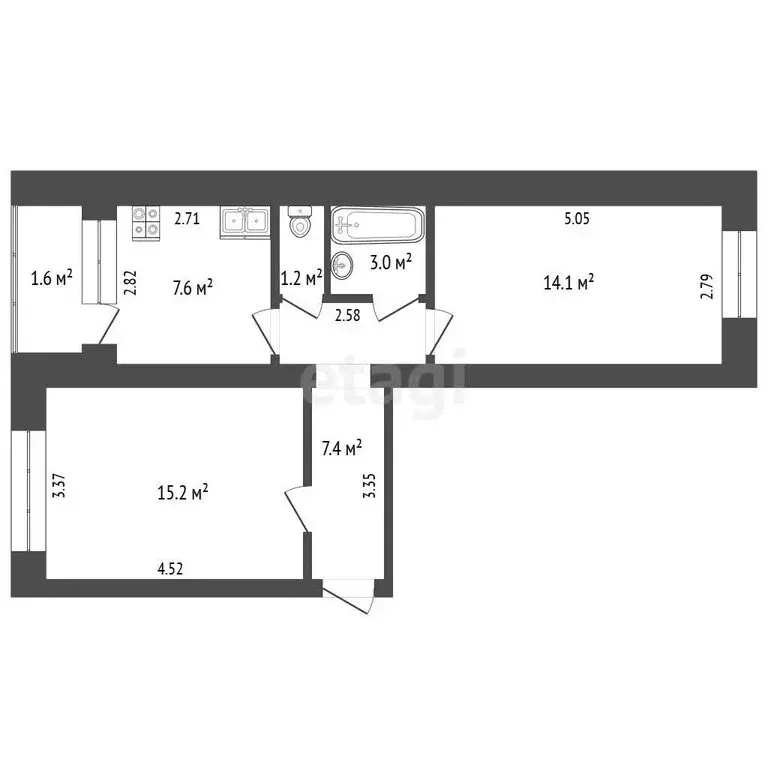 2-комнатная квартира: Стерлитамак, проспект Ленина, 51 (48.1 м) - Фото 1