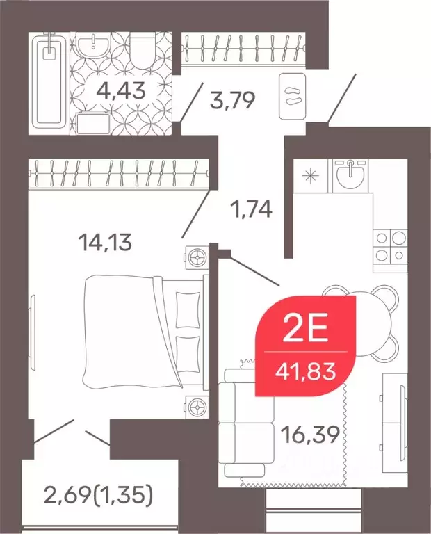 1-к кв. Забайкальский край, Чита Романовский мкр, 32 (41.83 м) - Фото 0