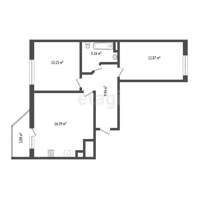 2-комнатная квартира: Тюмень, улица Тимофея Чаркова, 81 (59.4 м) - Фото 1