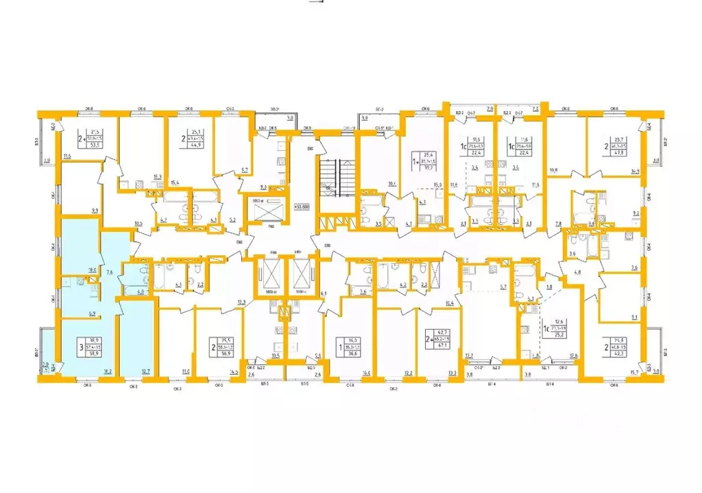 3-к кв. Башкортостан, Уфа Инорс-4Б мкр, Акварель жилой комплекс (58.4 ... - Фото 2