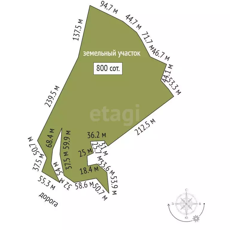 Участок, 800 сот., сельхоз (снт или днп) - Фото 1