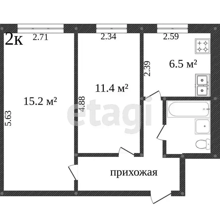 2-комнатная квартира: Белгород, улица Есенина, 50Б (51 м) - Фото 1