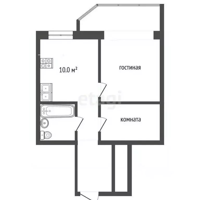 1-к кв. Ханты-Мансийский АО, Сургут ул. Крылова, 53 (39.8 м) - Фото 1