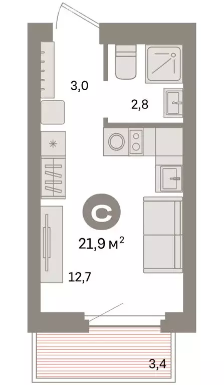 Квартира-студия: Екатеринбург, жилой район Сортировочный, микрорайон ... - Фото 2