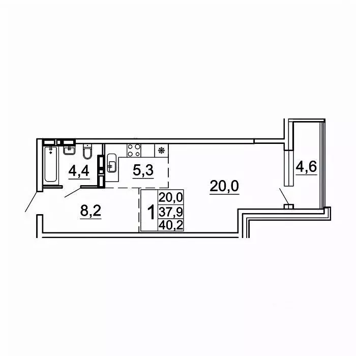 1-к кв. Приморский край, Владивосток Лесная ул., 1В/1 (40.2 м) - Фото 1