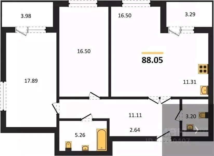 2-к кв. Воронежская область, Воронеж ул. Ломоносова, 116/1 (88.05 м) - Фото 0