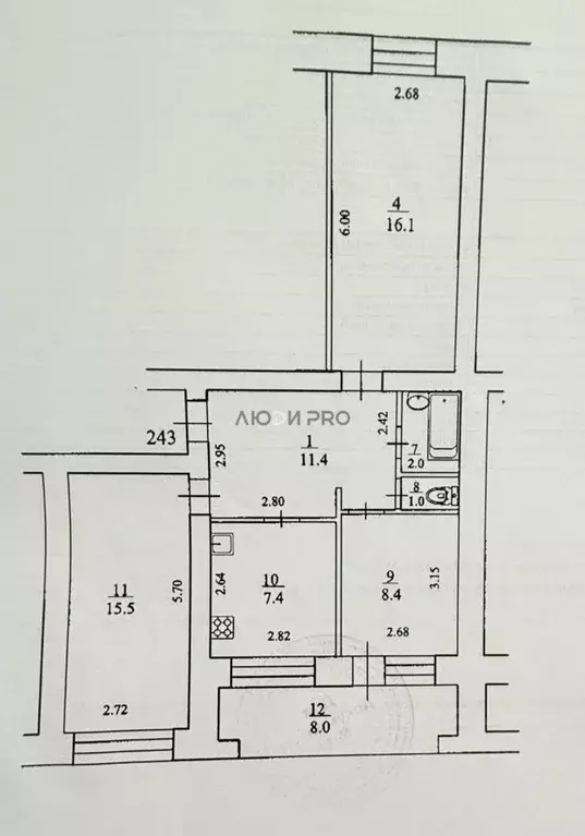 3-к кв. Башкортостан, Уфа просп. Октября, 180 (65.0 м) - Фото 2