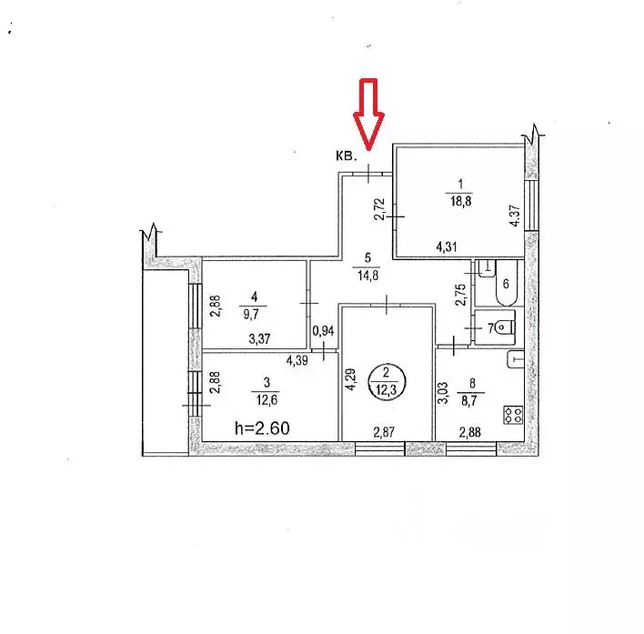 4-к кв. Хабаровский край, Хабаровск Южный мкр, ул. Ворошилова, 7 (80.7 ... - Фото 2